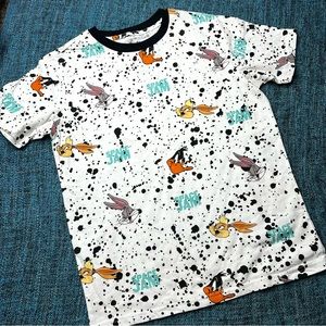 Space Jam Youth Allover Print Graphic T-Shirt Youth Boys Size Large Short Sleeve